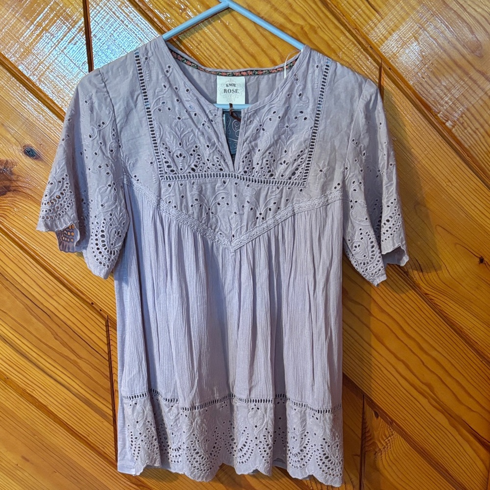 Knox Rose Eyelet Detail Blouse - Lavender